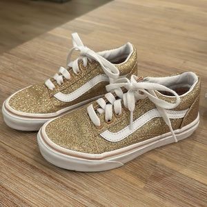 Vans girls old school gold glitter size 13
